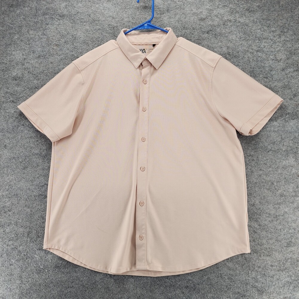 VRST Shirt Mens XL Button Up Short Sleeve Beige